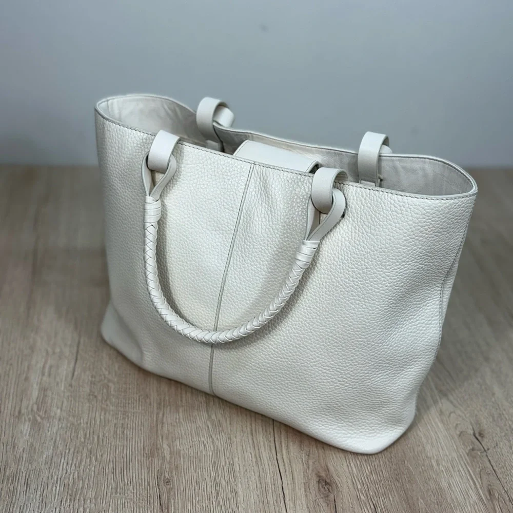 Vince Camuto Leather Creamy White Slone Tote Bag Purse